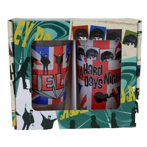 New Set 2 Beatles Glasses 16 oz Tumblers Glasses Cups HELP & A HARD DAYS NIGHT